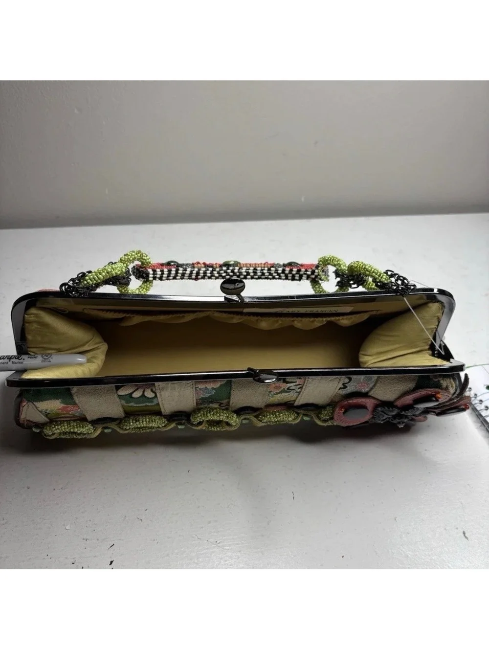 Mary Frances Patchwork Beaded Kiss Lock Purse NWT